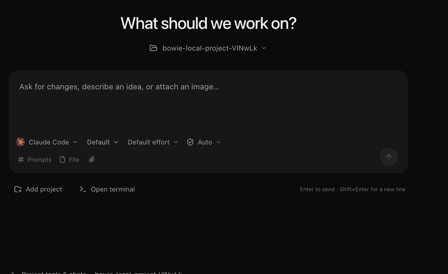 Macaron's composer: What should we work on? with the agent, model and effort pickers